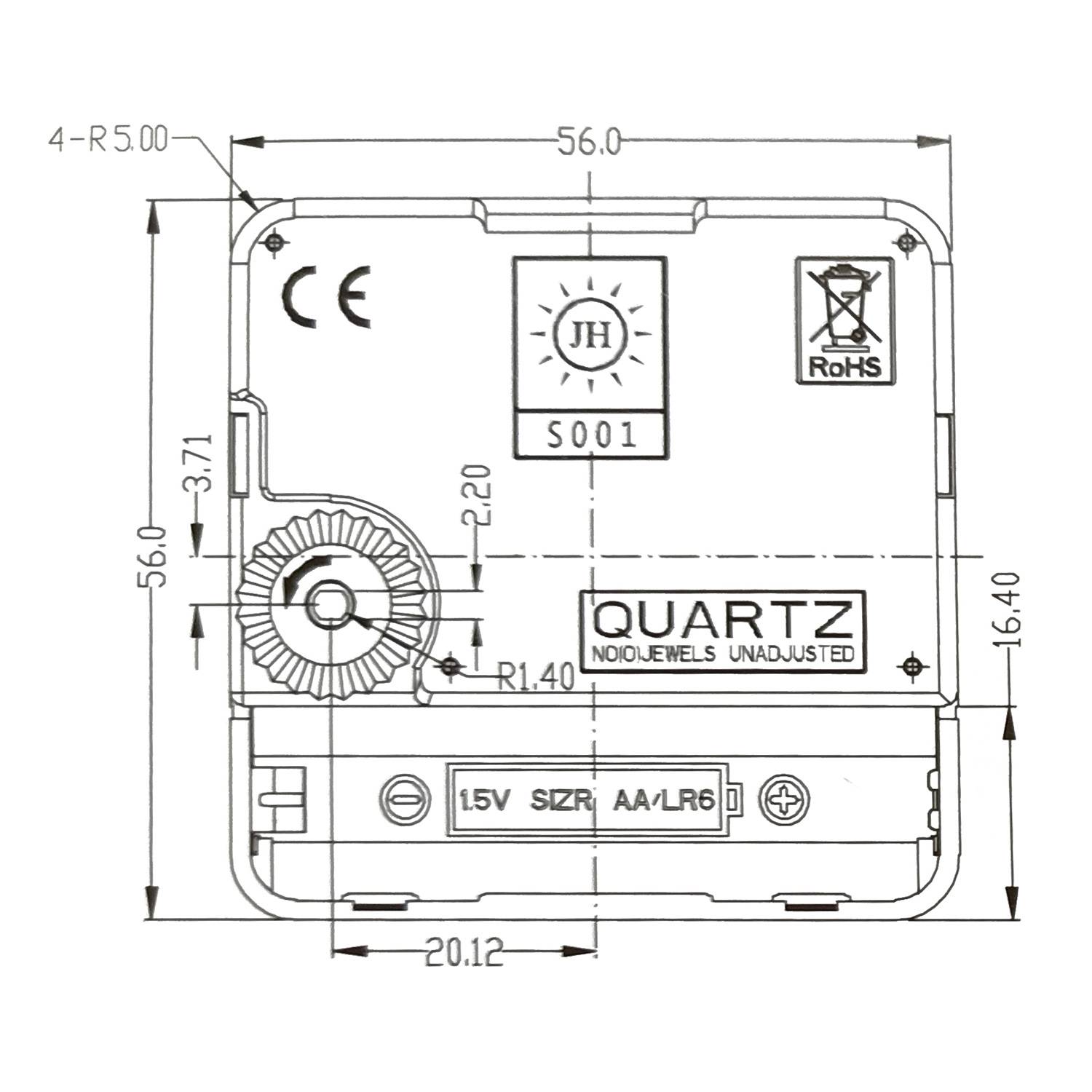 SELVA EXKLUSIV: Quarz-Uhrwerk-Set LP inkl. Zeiger, schleichende Sekunde, ZWL 11mm - ideal für dünne Trägerplatten wie z.B. Schallplatten