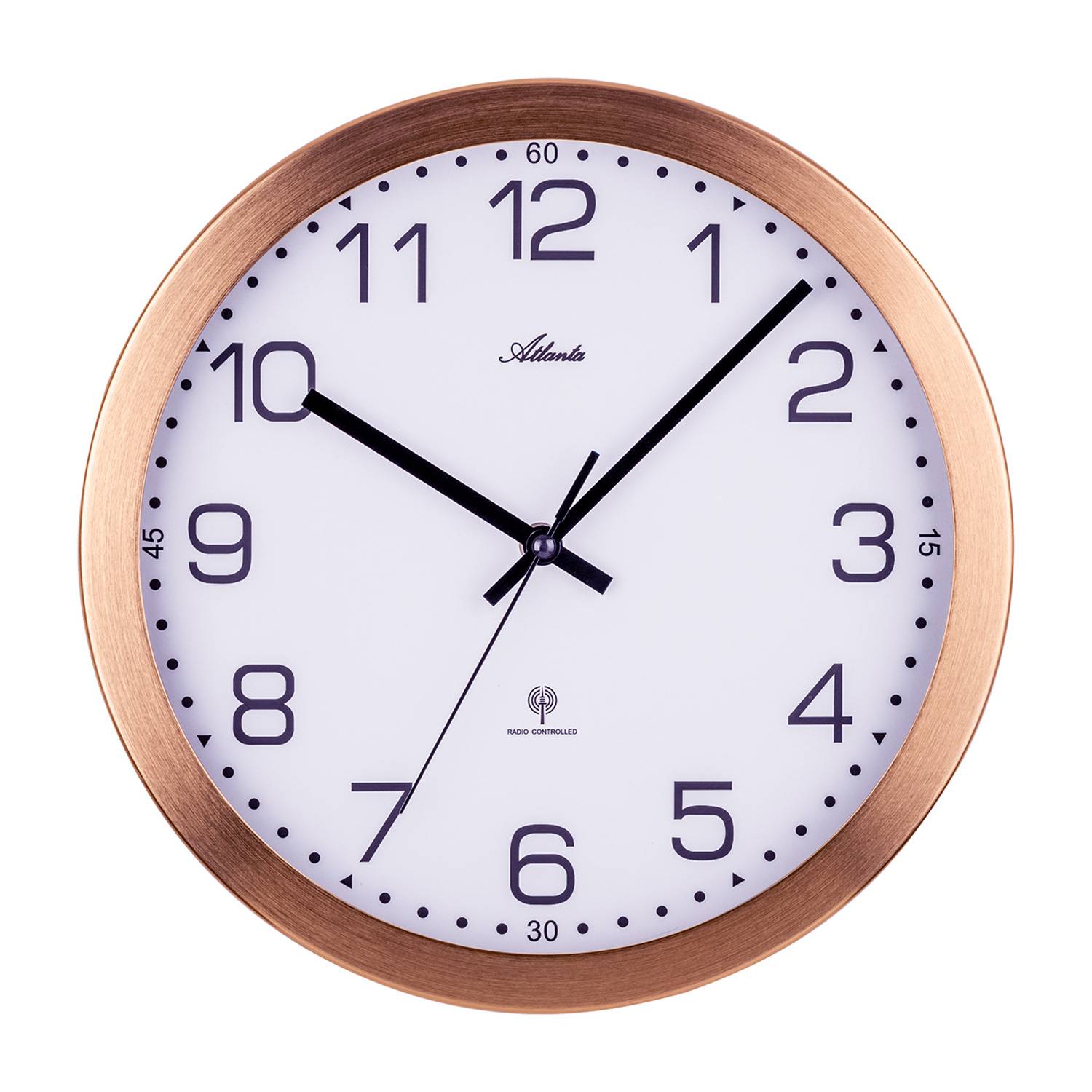 Atlanta 4371/9 Funk-Wanduhr, Roségold, Metallgehäuse, arabische Ziffern