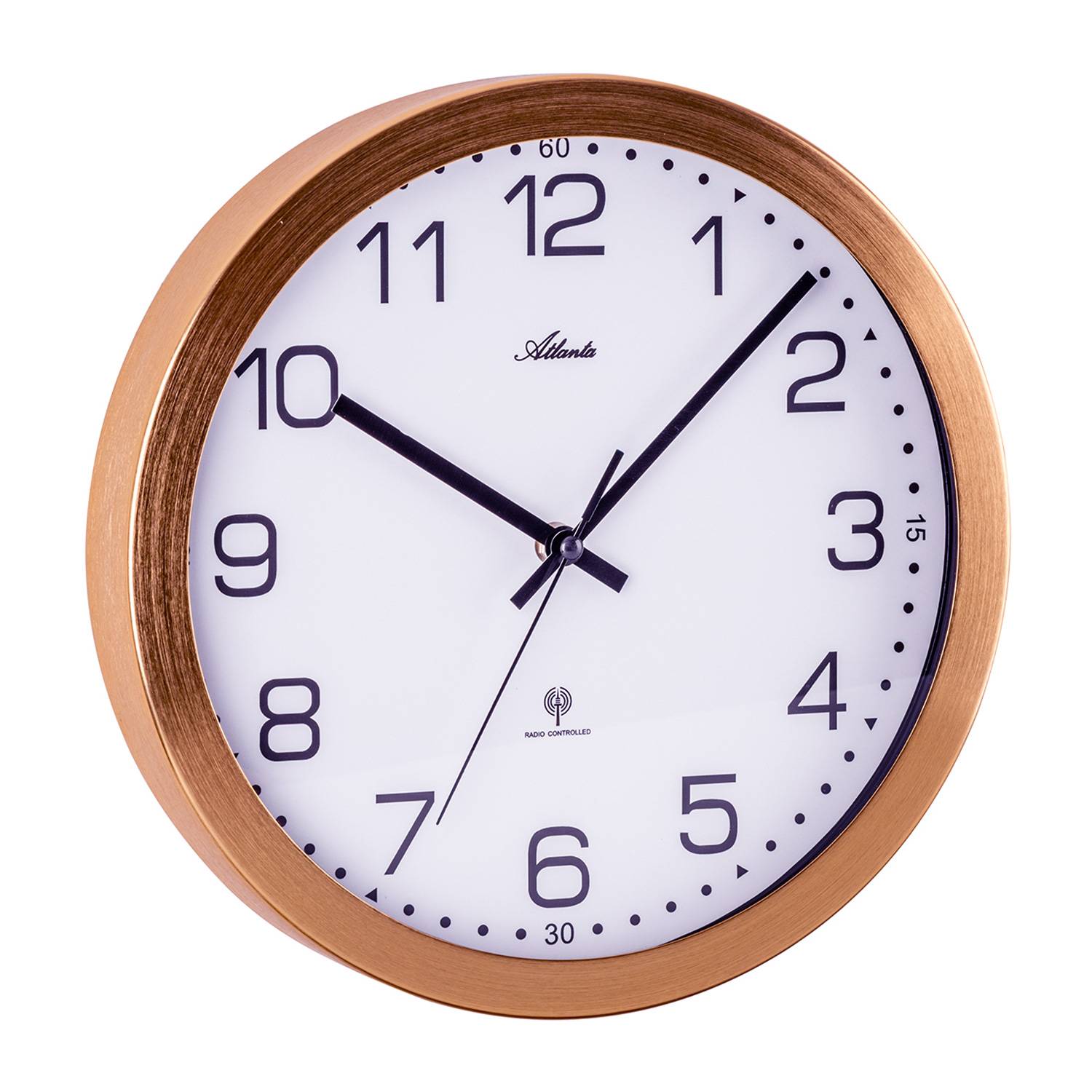 Atlanta 4371/9 Funk-Wanduhr, Roségold, Metallgehäuse, arabische Ziffern