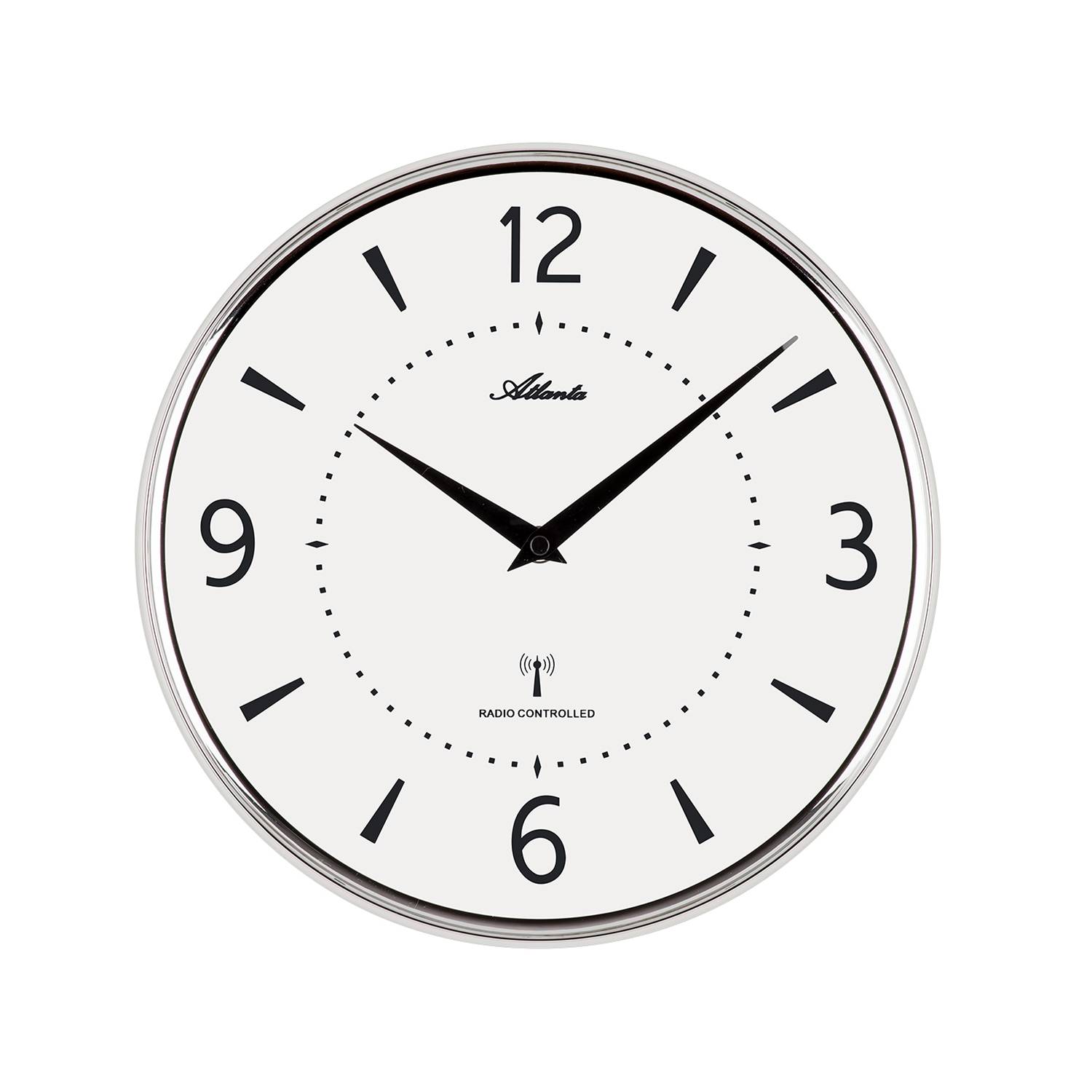 Atlanta 4538/19 Funk-Wanduhr, Silber, Kunststoff-Gehäuse, gewölbtes Mineralglas