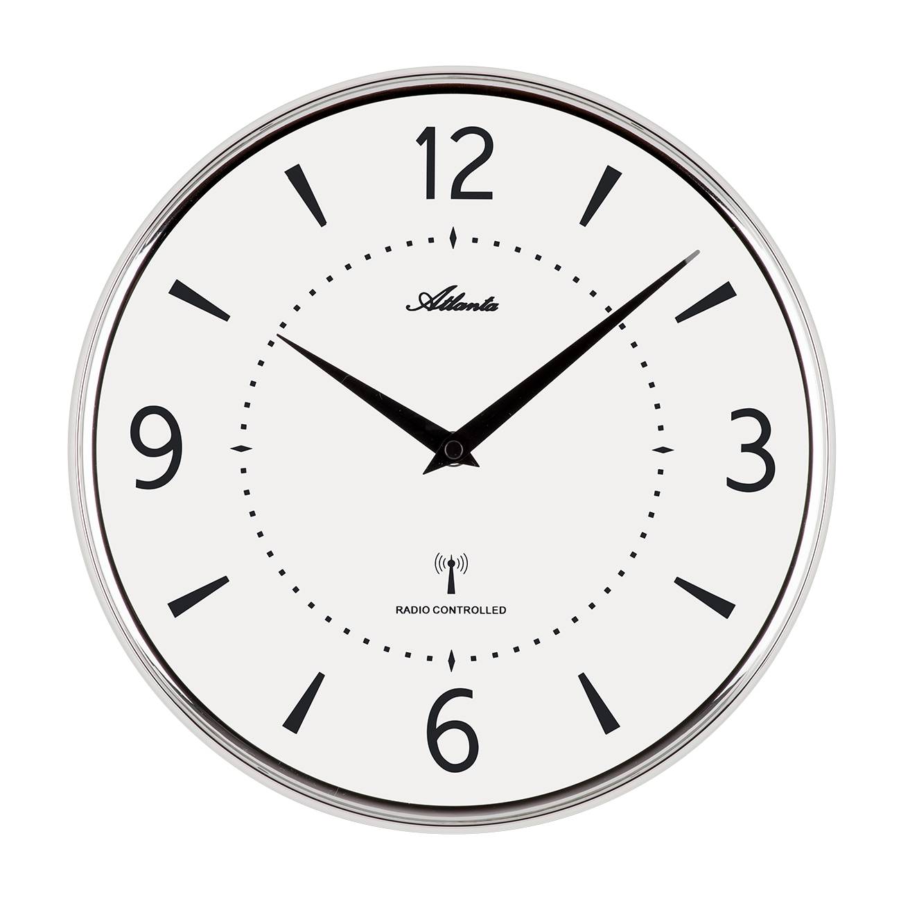 Atlanta 4538/19 Funk-Wanduhr, Silber, Kunststoff-Gehäuse, gewölbtes Mineralglas