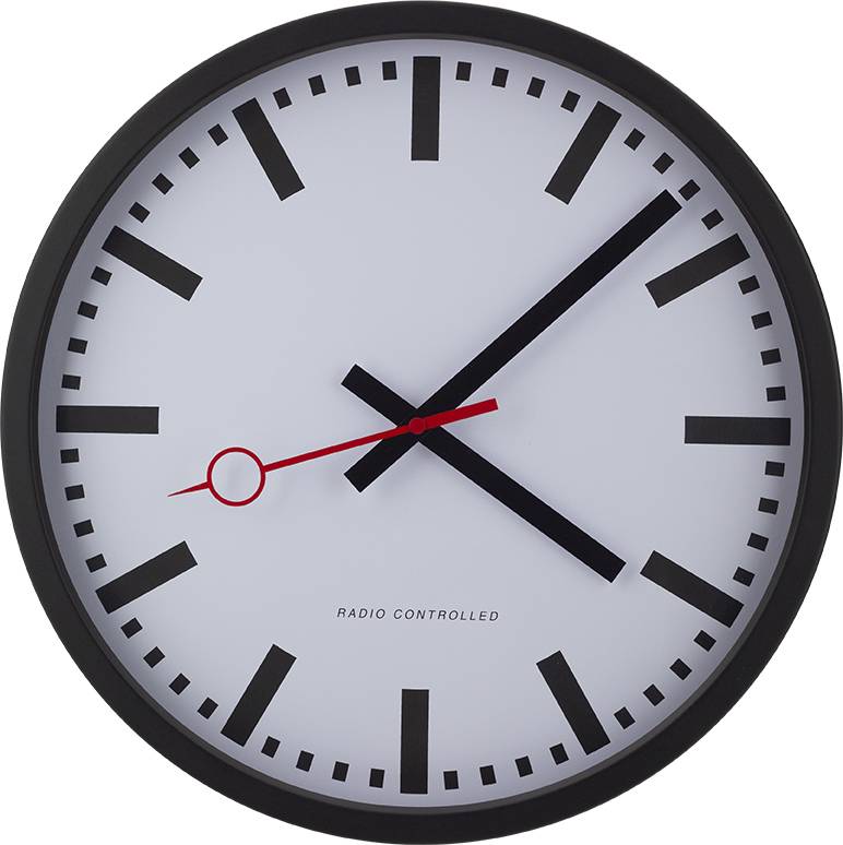EUROTIME Funk-Wanduhr Bahnhof-Style, schwarz