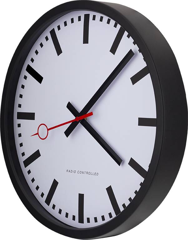 EUROTIME Funk-Wanduhr Bahnhof-Style, schwarz