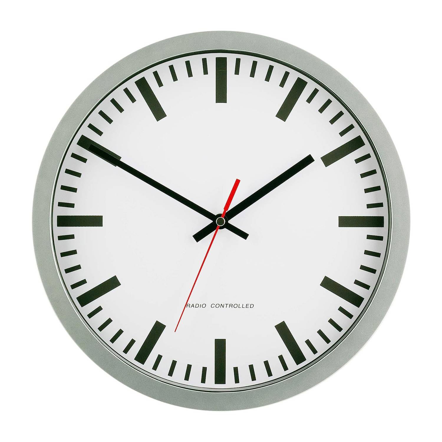 EUROTIME Funk-Wanduhr Bahnhof-Style, silber