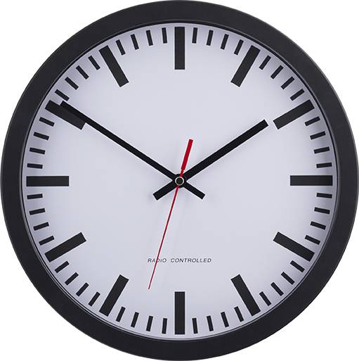 EUROTIME Funk-Wanduhr Bahnhof-Style, schwarz