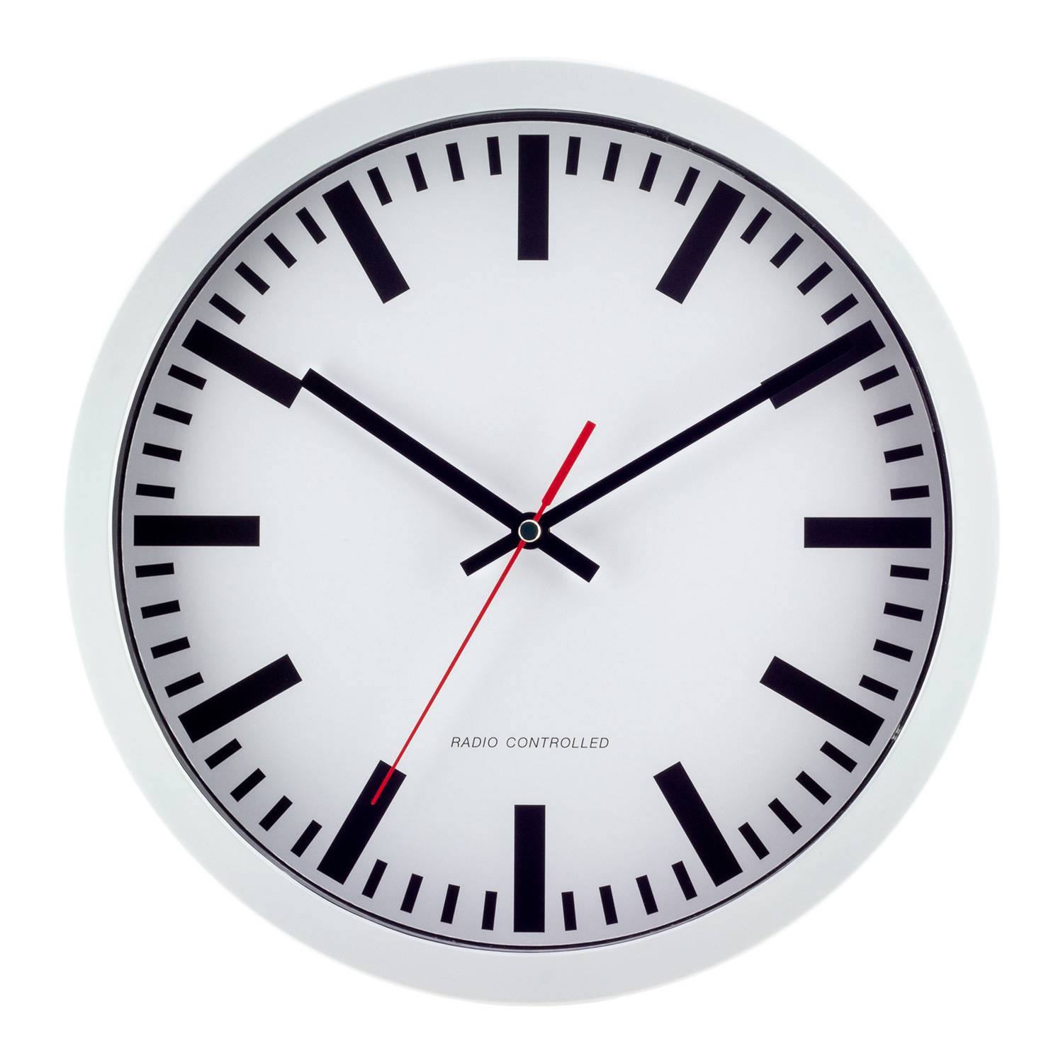 EUROTIME Funk-Wanduhr Bahnhof-Style, weiß