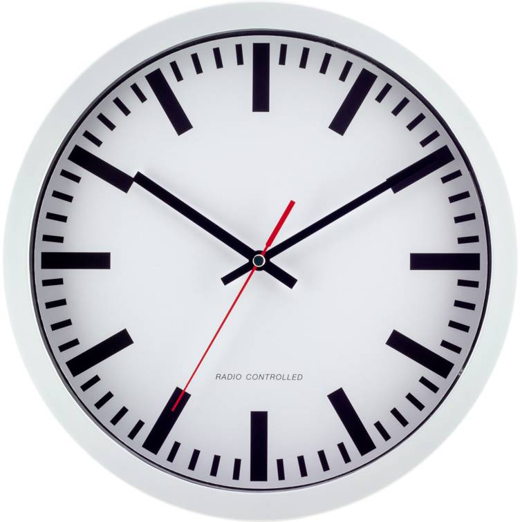 EUROTIME Funk-Wanduhr Bahnhof-Style, weiß