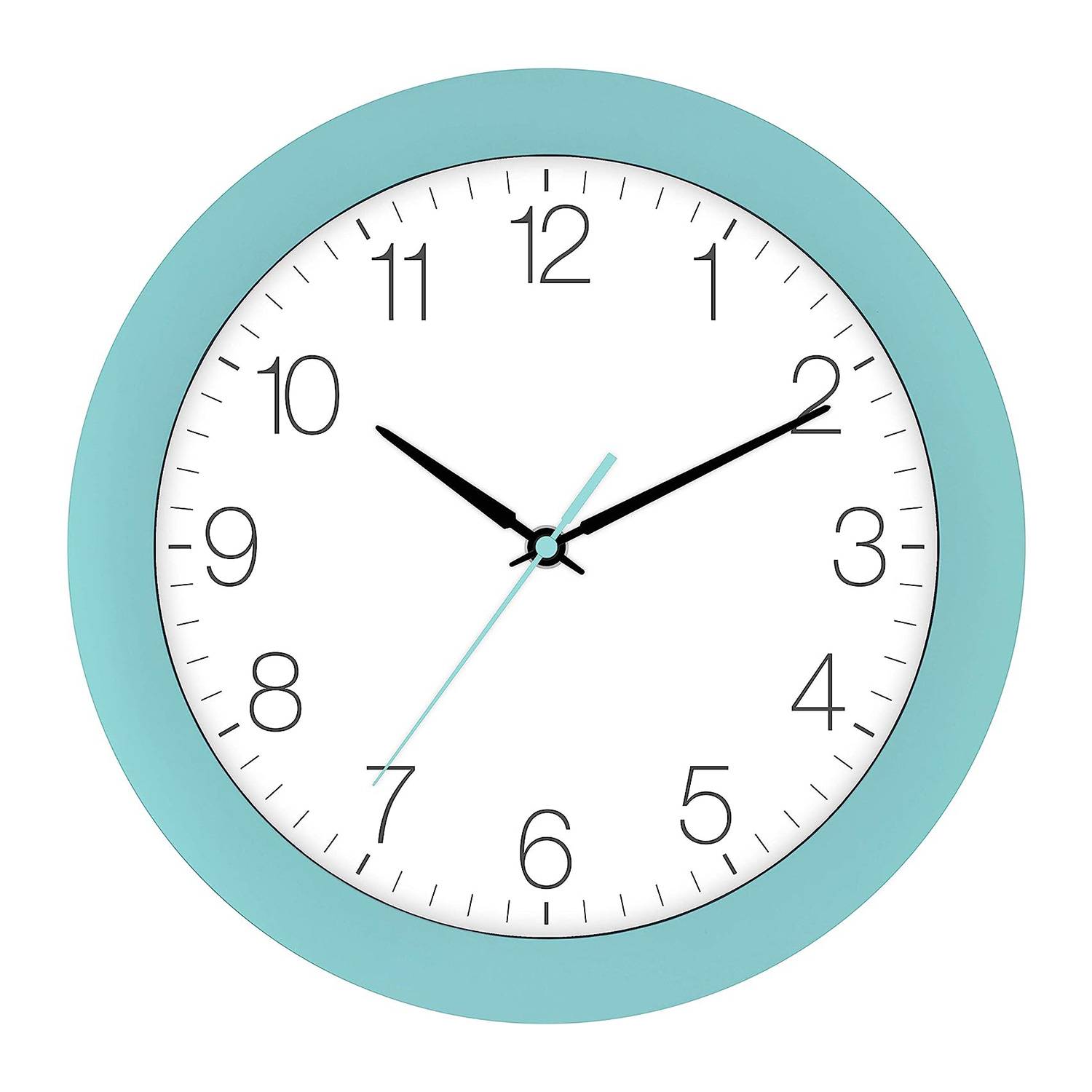 EUROTIME Funk-Wanduhr, Türkis-Blau, aus Kunststoff, Echtglas, gut lesbar, 30 cm