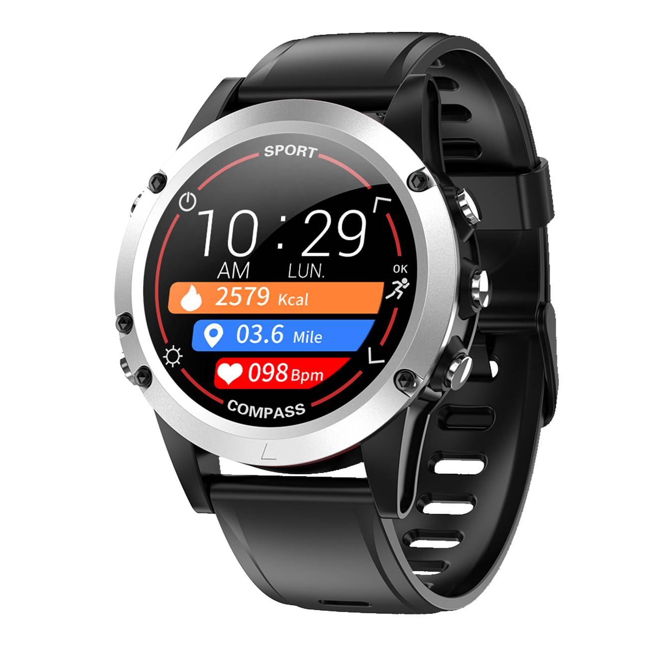 Atlanta Fitness Tracker mit schwarzem Silikonband