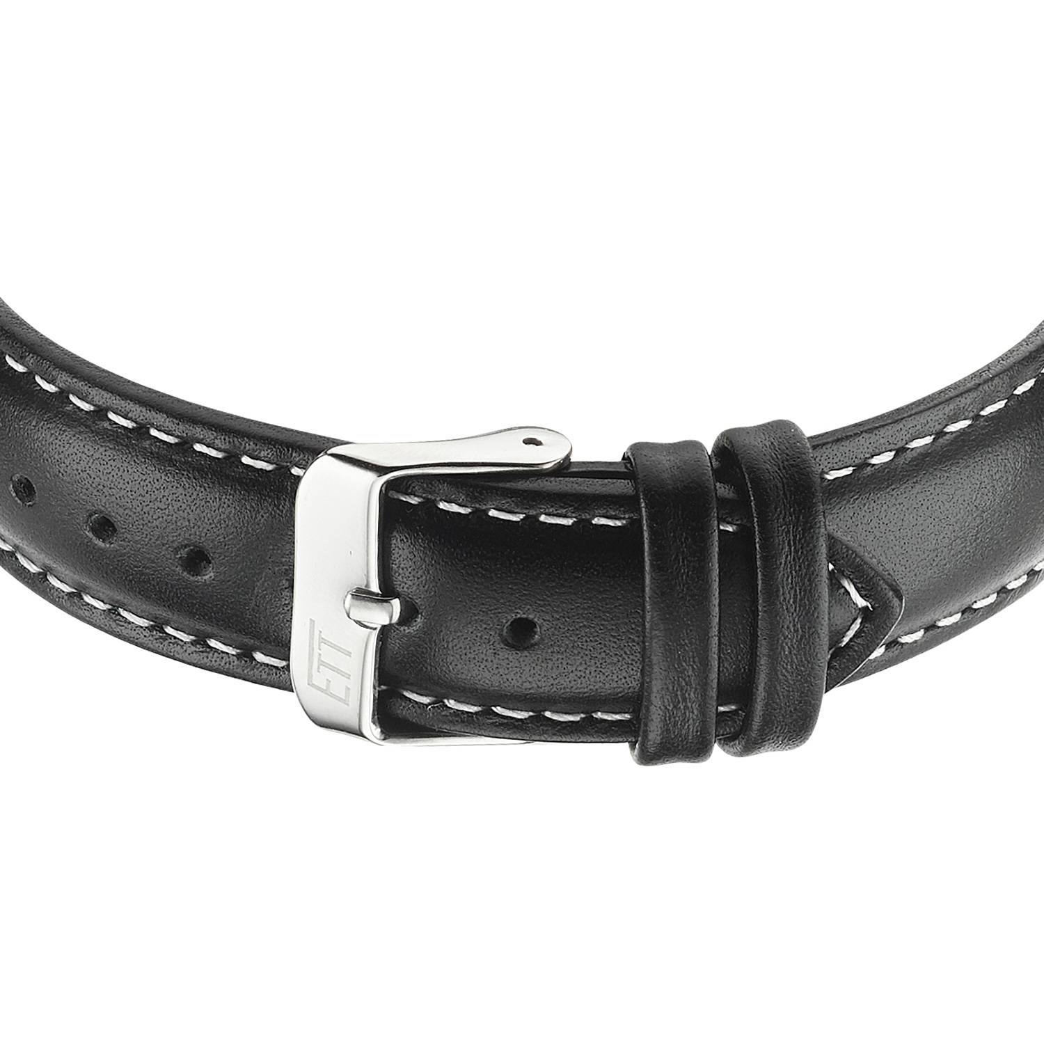 ETT Herrenuhr EGS-11436-12L, Funk, Solar, analog, Edelstahlgehäuse, Lederarmband