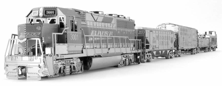 METAL EARTH 3D-Puzzle Güterzuglokomotive mit 4 Waggons (Deluxe-Set)