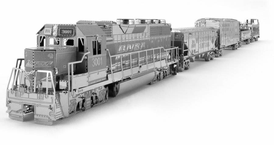 METAL EARTH 3D-Puzzle Güterzuglokomotive mit 4 Waggons (Deluxe-Set)