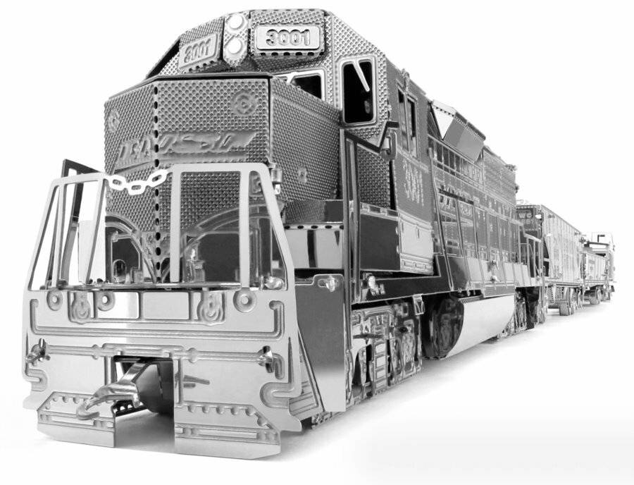 METAL EARTH 3D-Puzzle Güterzuglokomotive mit 4 Waggons (Deluxe-Set)