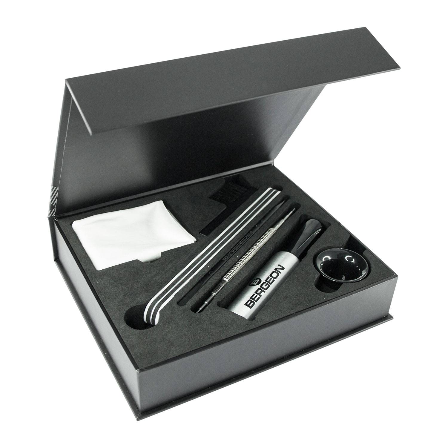 Bergeon WatchCare Kit 7811, Uhrenpflege-Set, mit Feile, Putzstäbchen, Spray und mehr