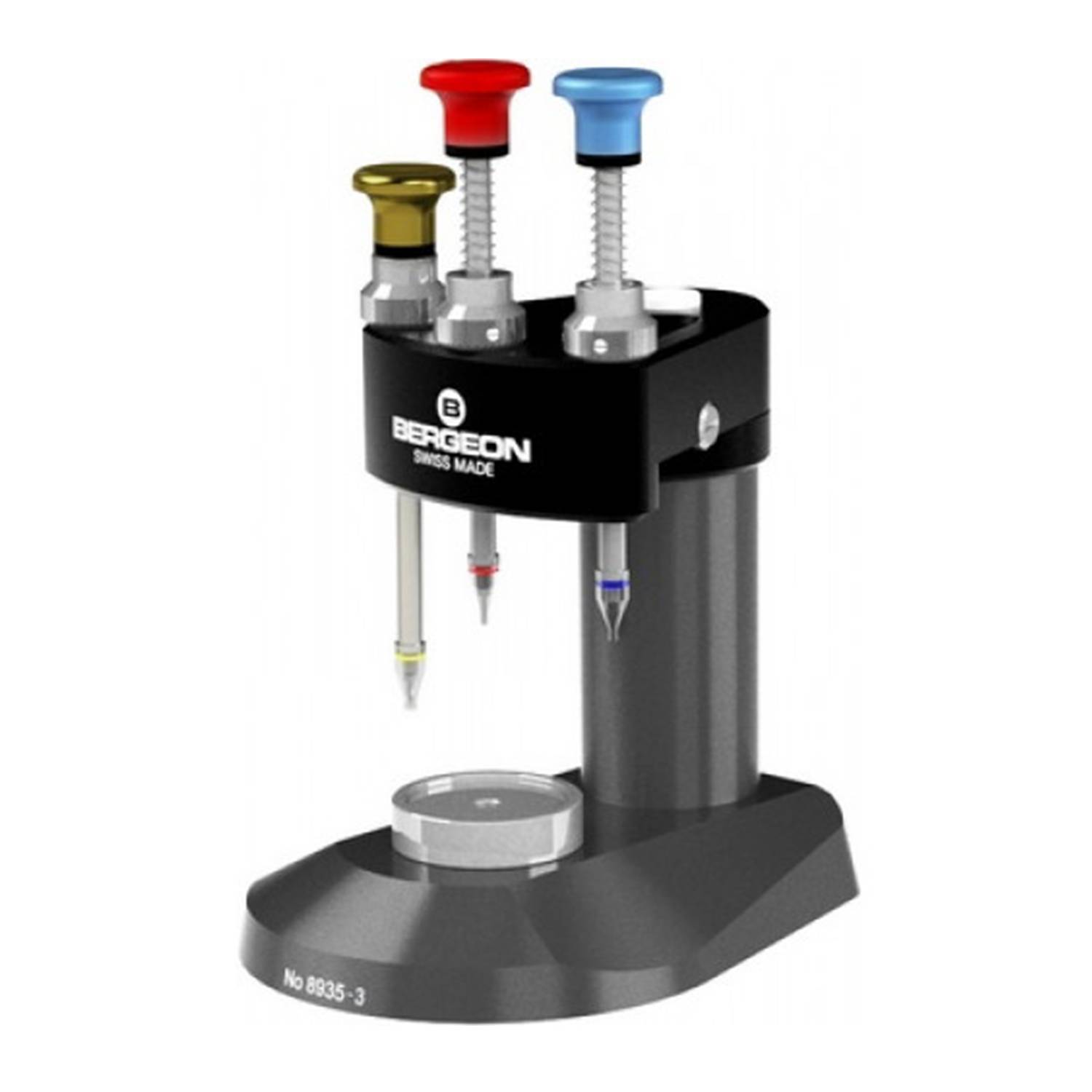 Bergeon Zeigersetzgerät 8935-3, inkl. 3 Broschen, Pressstock, präzise