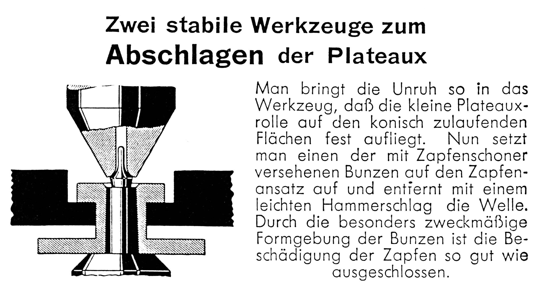 Bergeon Plateau-Abschläger, zum Entfernen des Plateaus einer Unruh, mit 2 Broschen