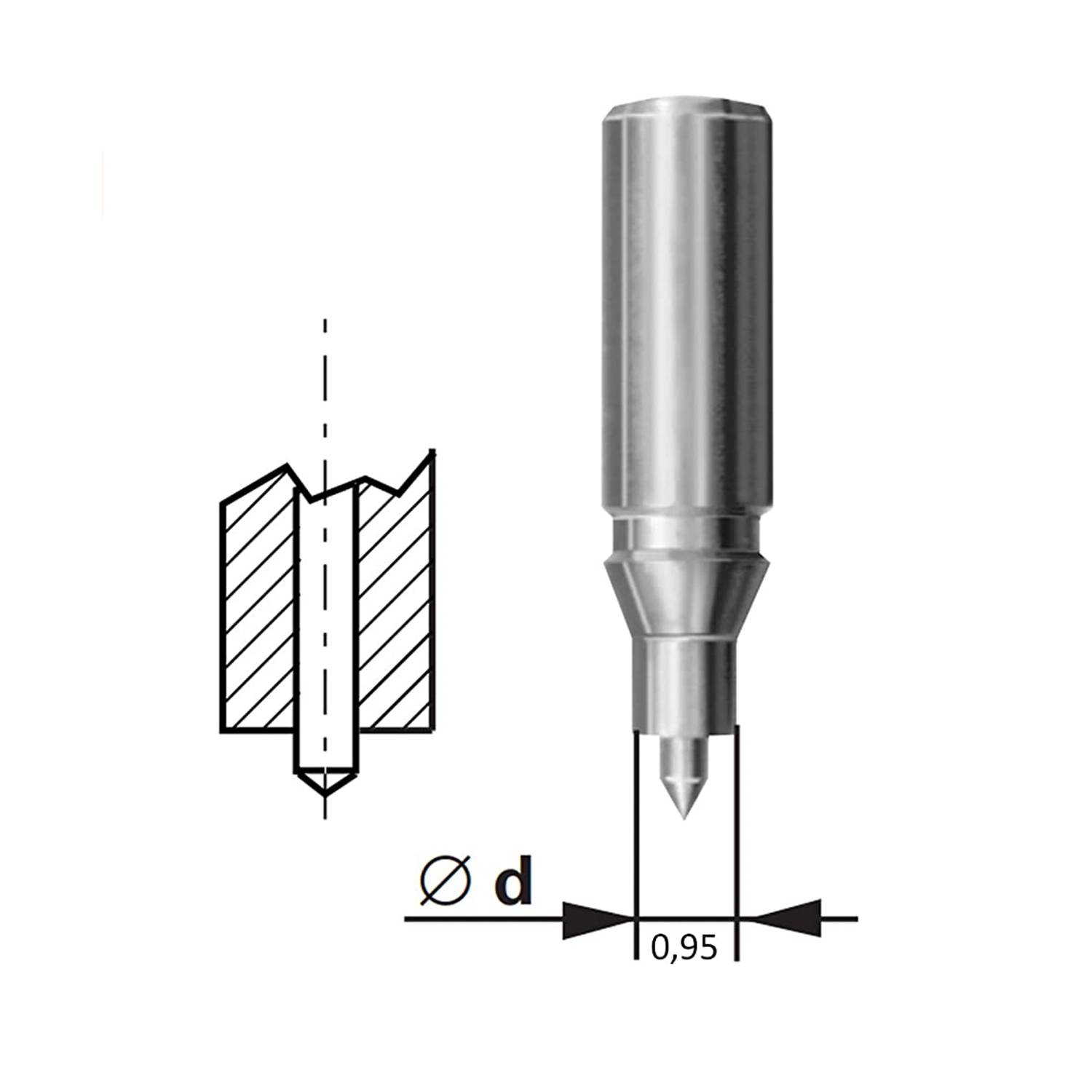 Bergeon 30523-1 DI 0.95 Press-Stempel, Federnde Spitze, Ø 0,95 mm, 4423409