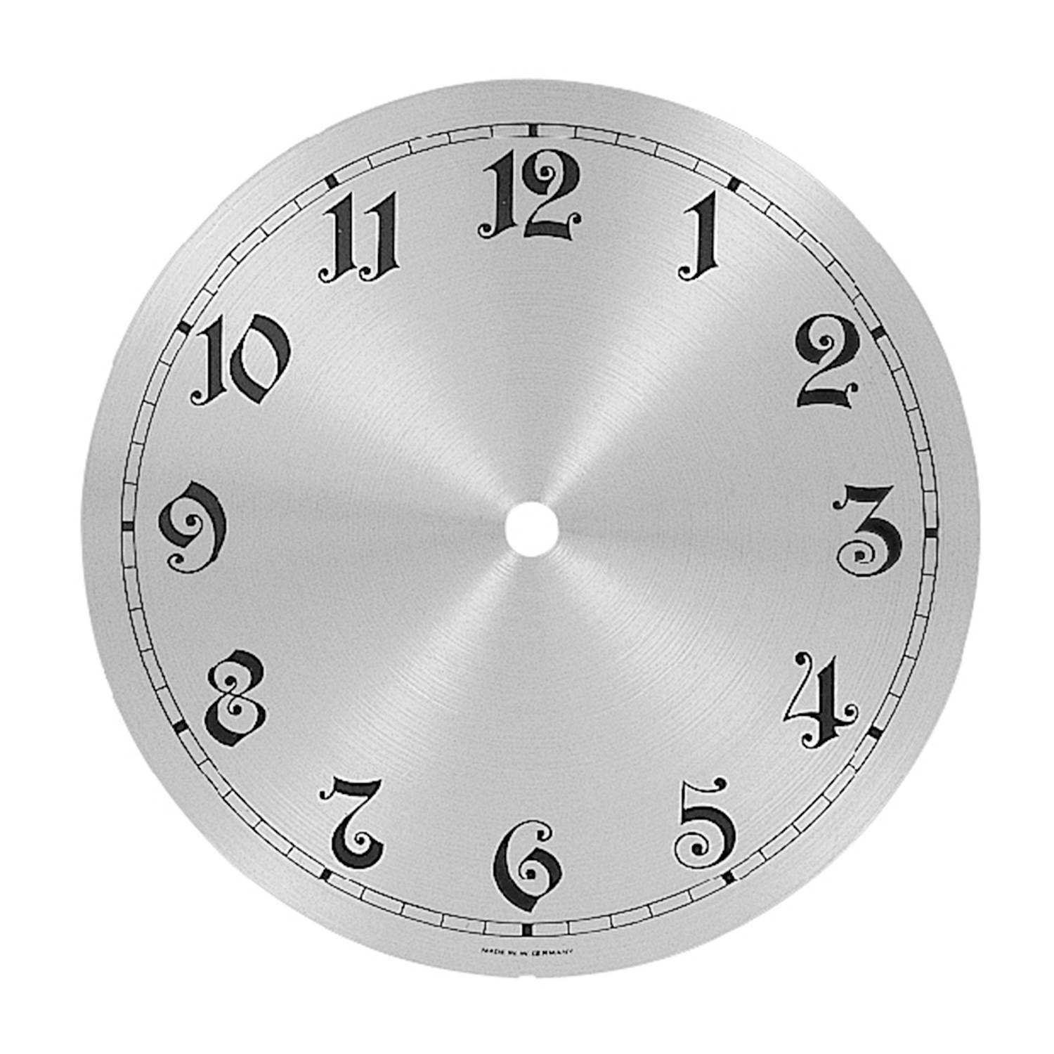 SELVA Zifferblatt Aluminium silber mit arabische Zahlen schwarz für Wanduhr Ø:175mm