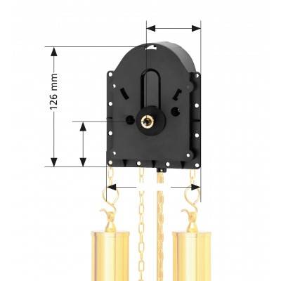 Hermle Quarz-Pendeluhrwerk Hermle 2200, ZWL 20mm mit Frontplatte für Gewichtsattrappen