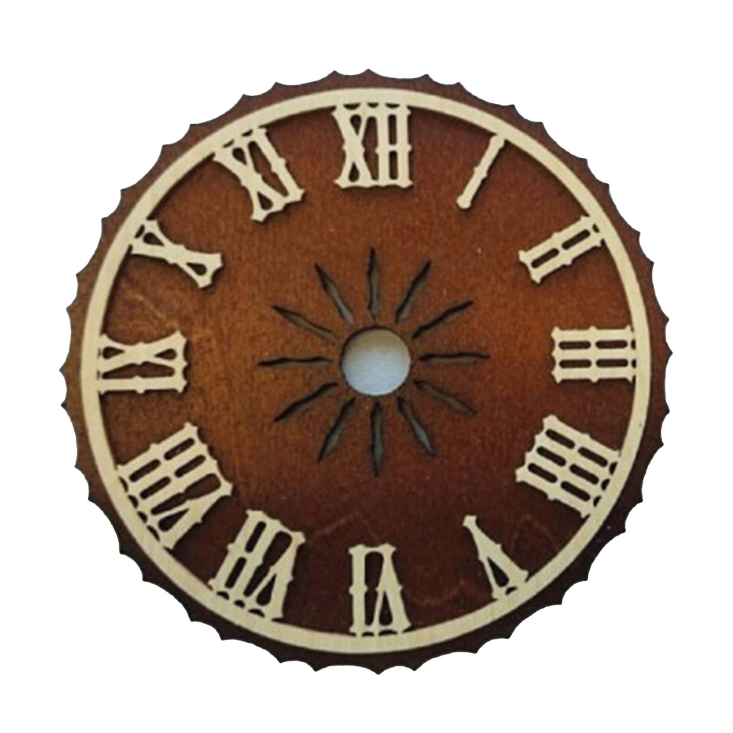 SELVA Zifferblatt Holz braun mit römische Zahlen für Kuckucksuhr Ø:90mm