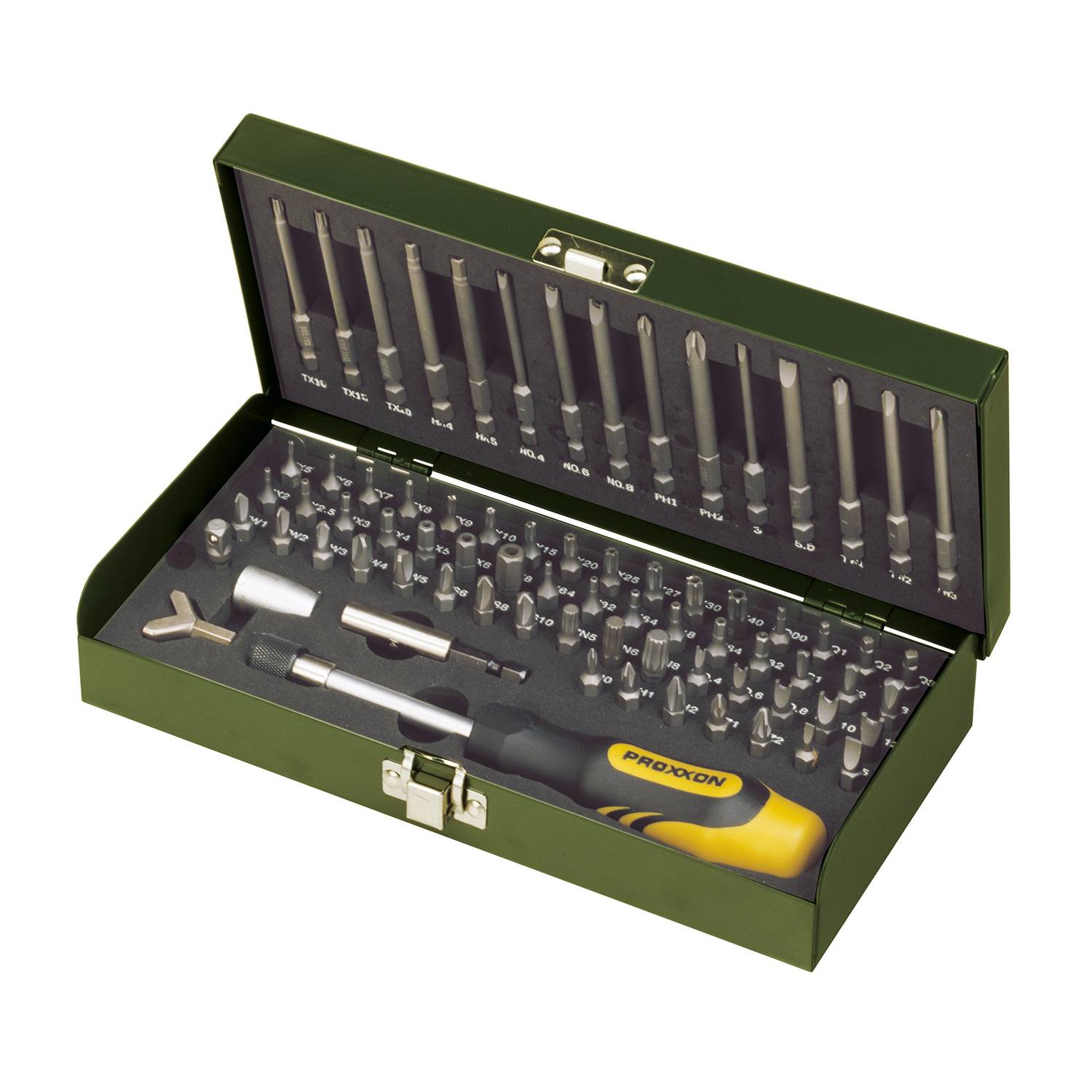 Proxxon Sicherheits- und Spezial-Bit-Set 23107, 75-teilig, mit Stahlkasten