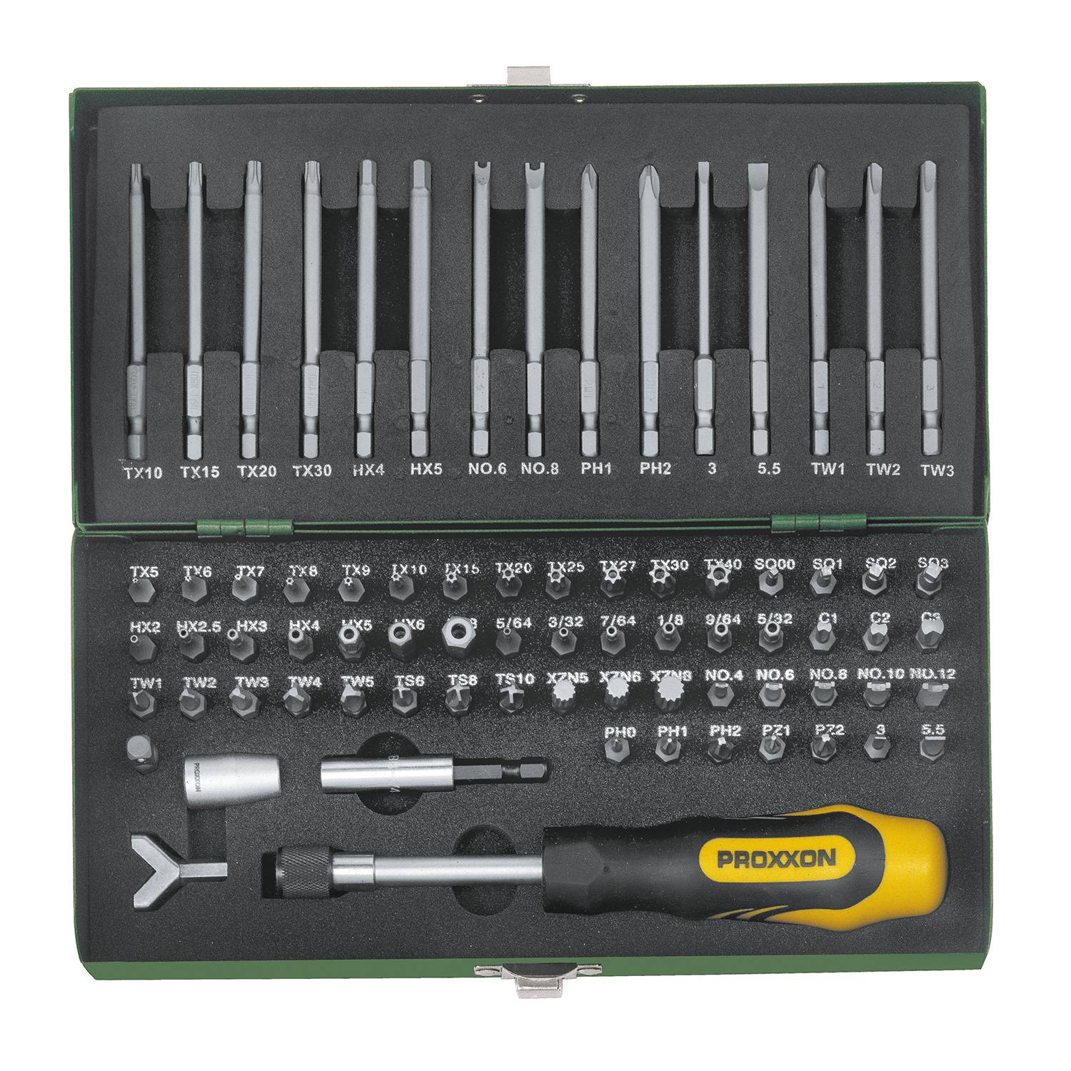 Proxxon Sicherheits- und Spezial-Bit-Set 23107, 75-teilig, mit Stahlkasten
