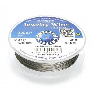 GRIFFIN Schmuckdraht Edelstahl-kunststoffummantelt/ transparent, Ø 0,45mm -9,15m
