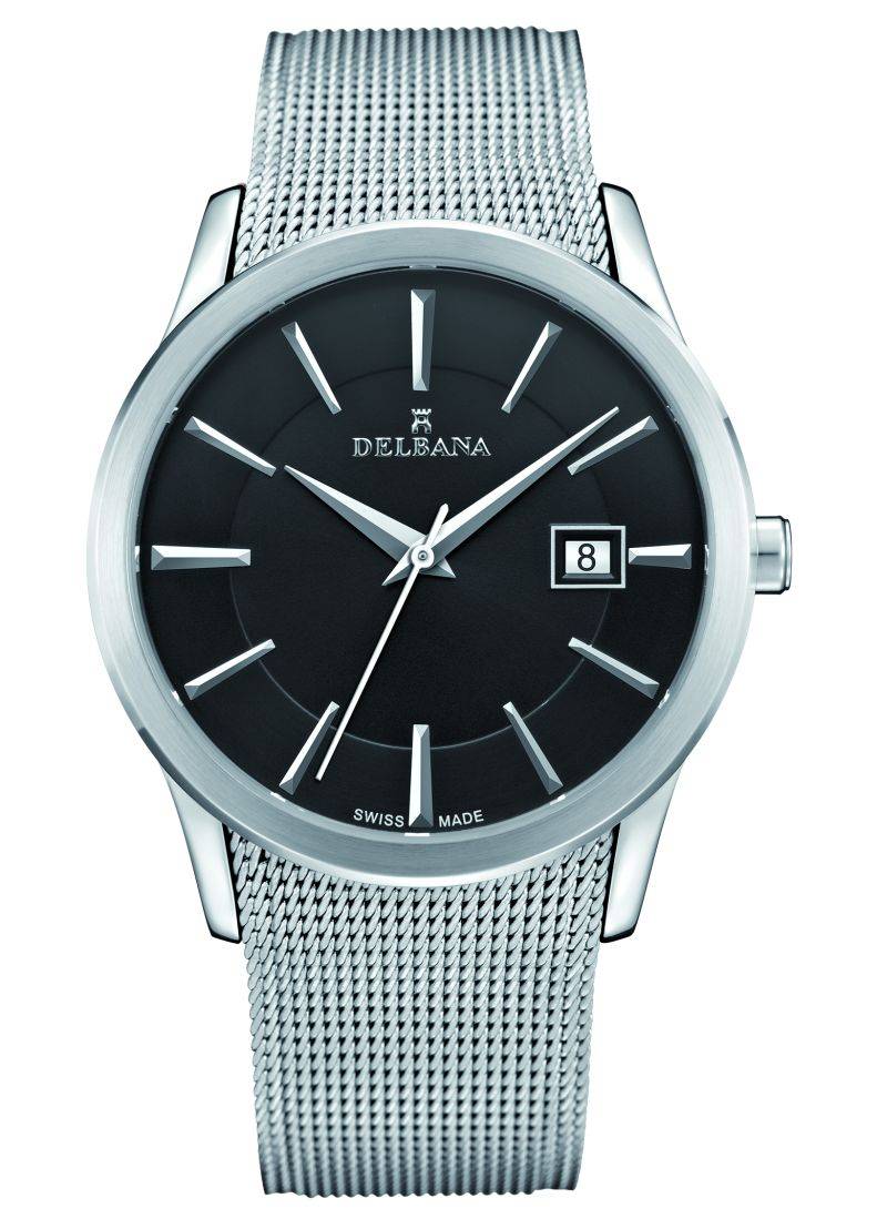 Delbana DELBANA HAU Edelstahl/ ZB schwarz mit Milaneiseband - Swiss made