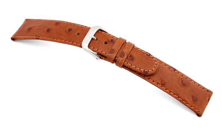 Happel Lederband Dundee 12mm cognac mit Straußennarbung