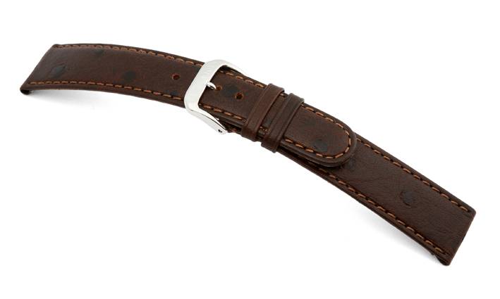 Happel Lederband Dundee 18mm mokka mit Straußennarbung