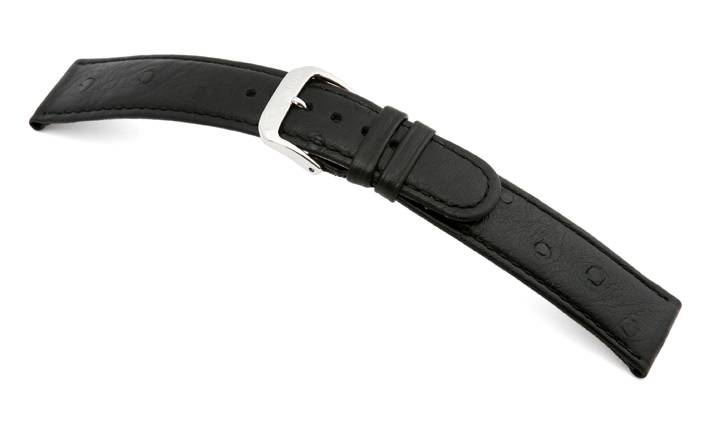 Happel Lederband Dundee 16mm schwarz mit Straußennarbung