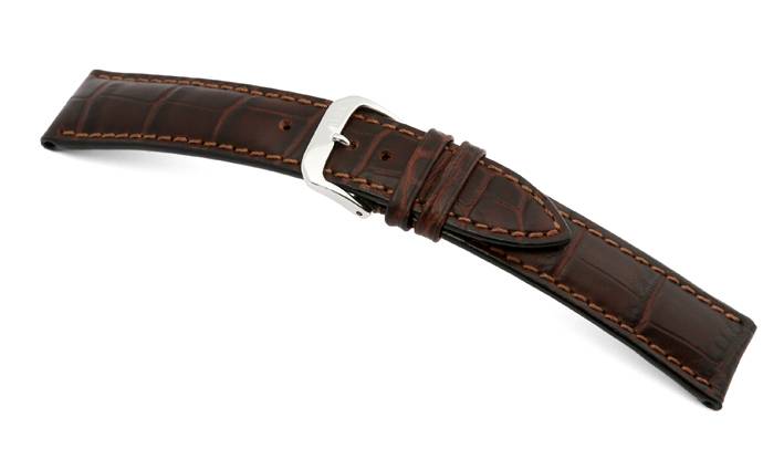 Happel Lederband Jackson 22mm mokka mit Alligatorprägung