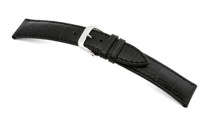 Happel Lederband Jackson 22mm schwarz mit Alligatorprägung