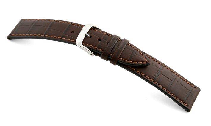 Happel Lederband Tampa 16mm mokka mit Alligatorprägung