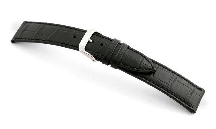 Happel Lederband Tampa 20mm schwarz mit Alligatorprägung
