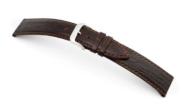 Happel Lederband Bahia 14mm mokka mit Krokodillederprägung