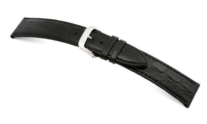 Happel Lederband Bahia 14mm schwarz mit Krokodillederprägung
