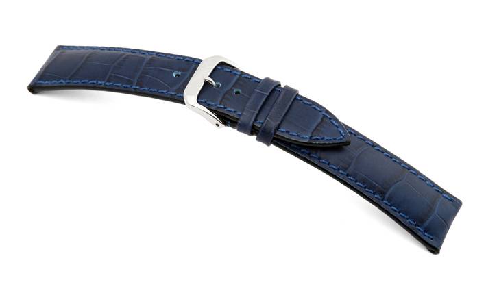 Happel Lederband Jackson 22mm marineblau mit Alligatorprägung