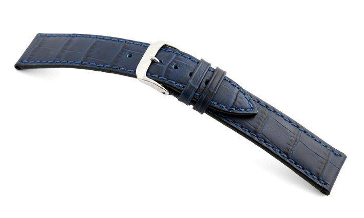 Happel Lederband Tampa 14mm marineblau mit Alligatorprägung