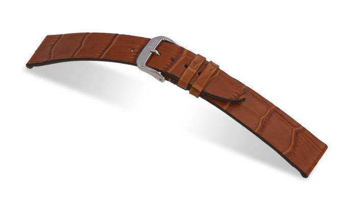 Happel Lederband Charleston 18mm cognac mit Alligatorprägung