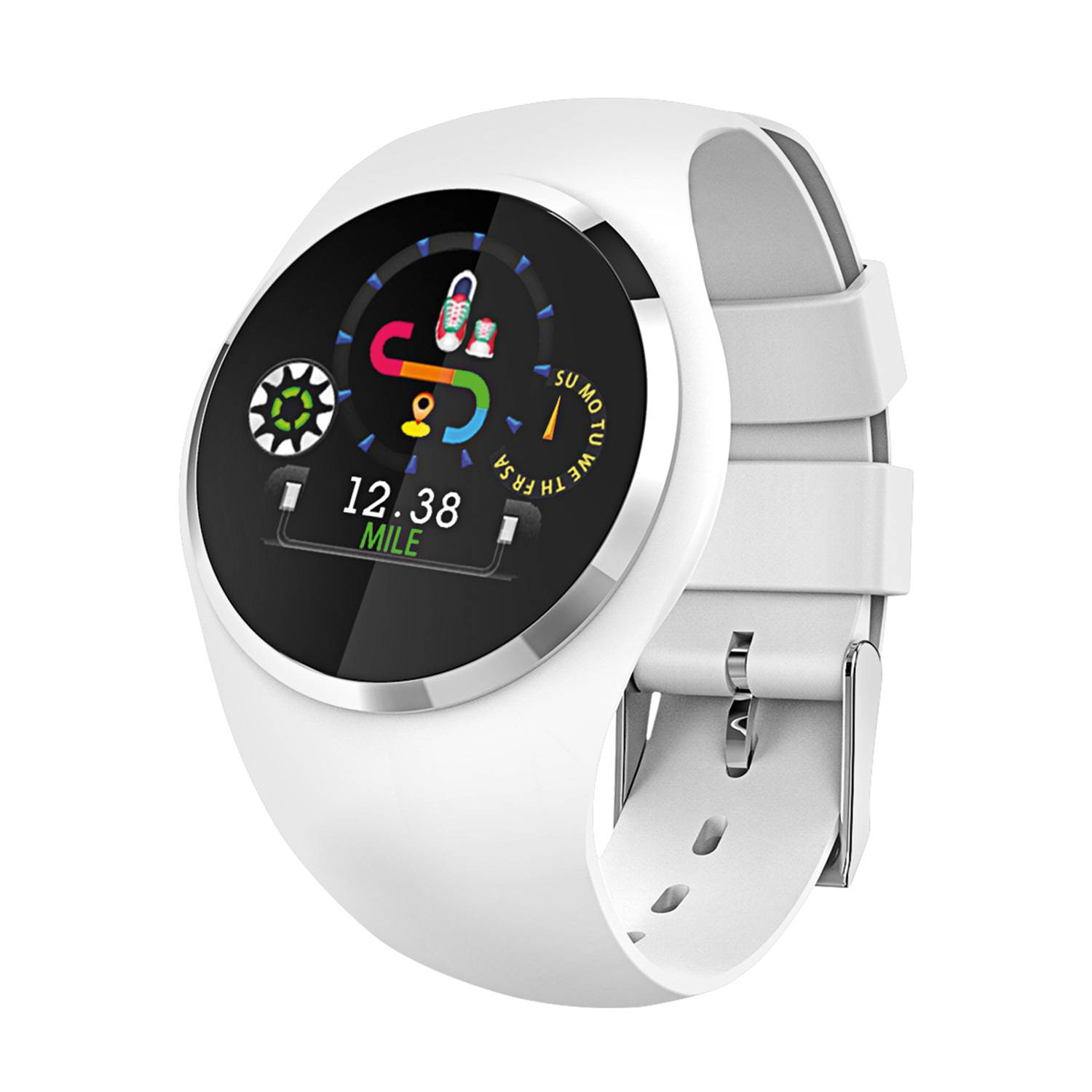 Atlanta Smartwatch 9703-0, Fitness Tracker, Weiß, mit rundem Farbdisplay