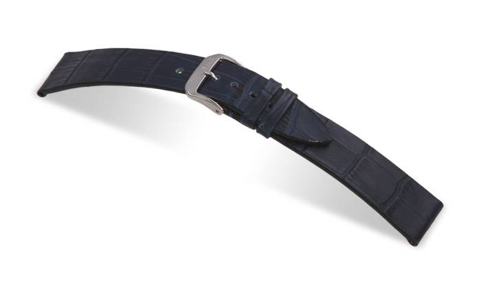 Happel Lederband Charleston 14mm marineblau mit Alligatorprägung