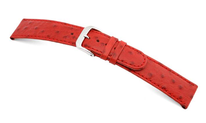 Happel Lederband Dundee 20mm rot mit Straußennarbung