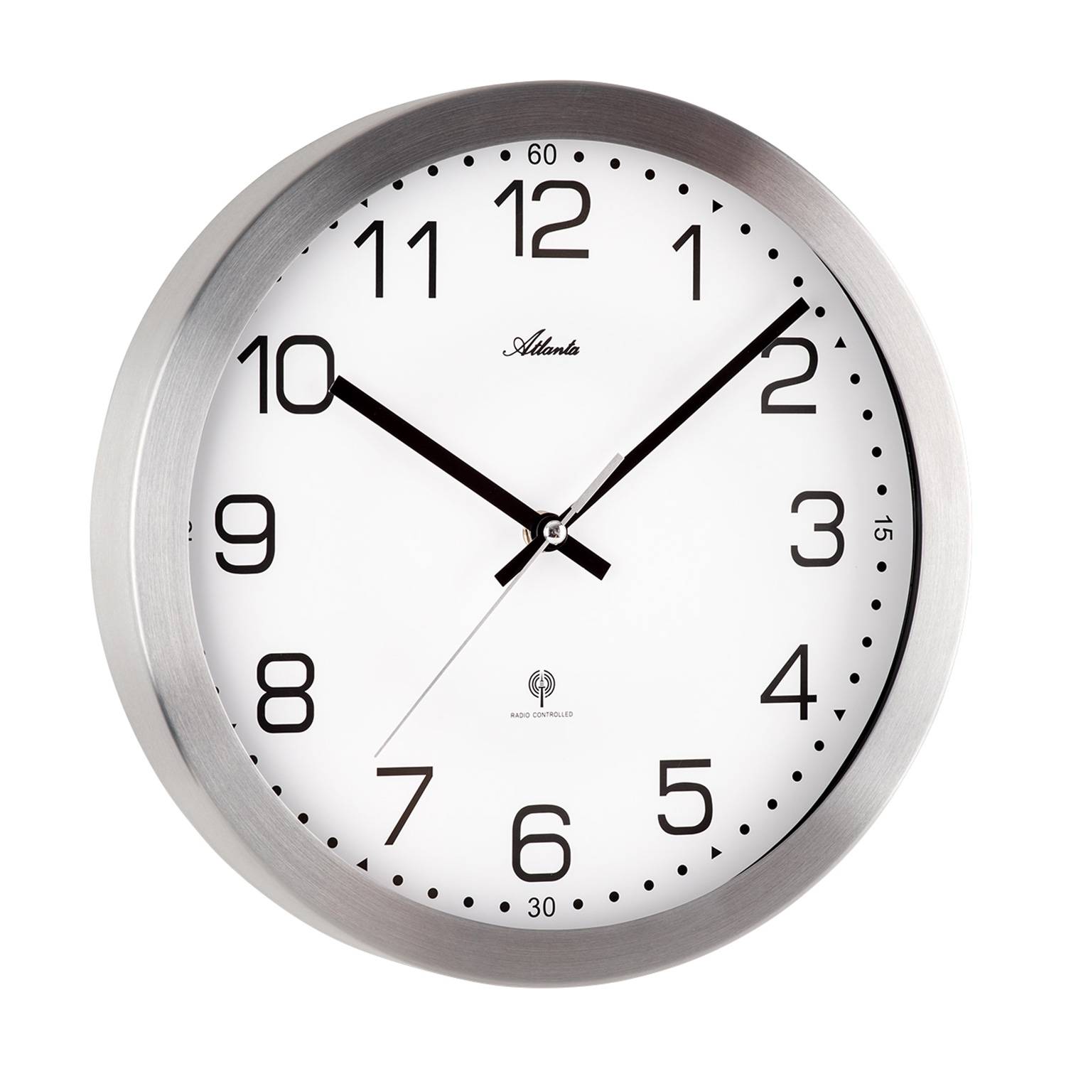 Atlanta Funk-Wanduhr 4371-0, mit Metallumrahmung, 30 cm