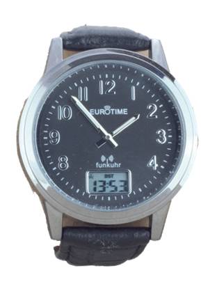EUROTIME Funkarmbanduhr schwarz