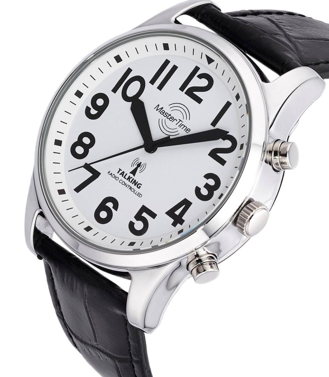 MasterTime sprechende Herrenuhr MTGA-10690-60L, Quarz, Funk, Lederarmband