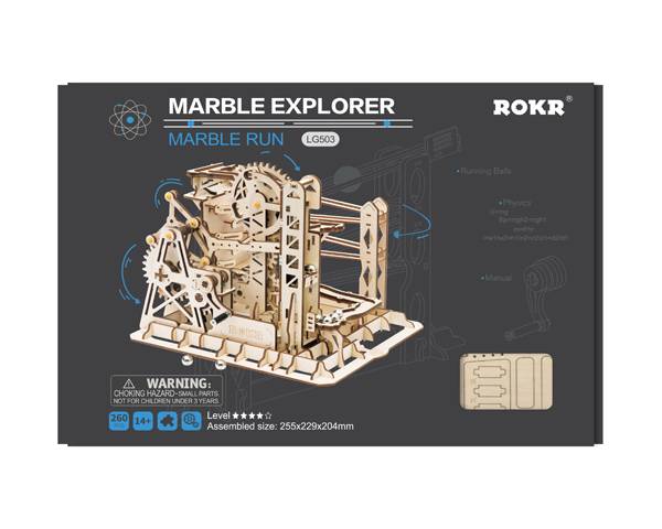ROKR ROKR Holz-Kugelbahn/ Murmelbahn Explorer - spektakuläre Mechanik