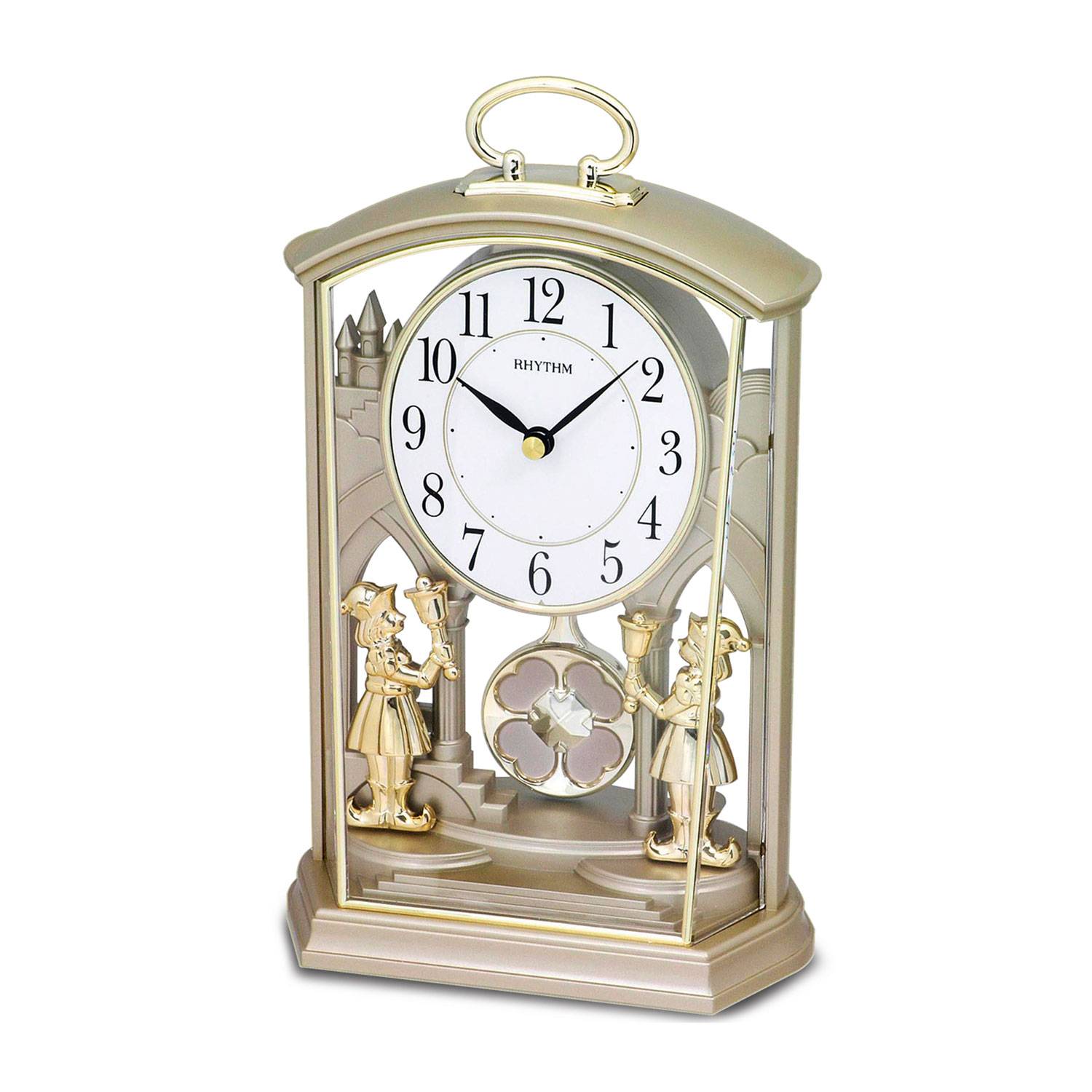 Rhythm Quarz-Tischuhr 7796/9, Gold, langsames Pendel, Kunststoff