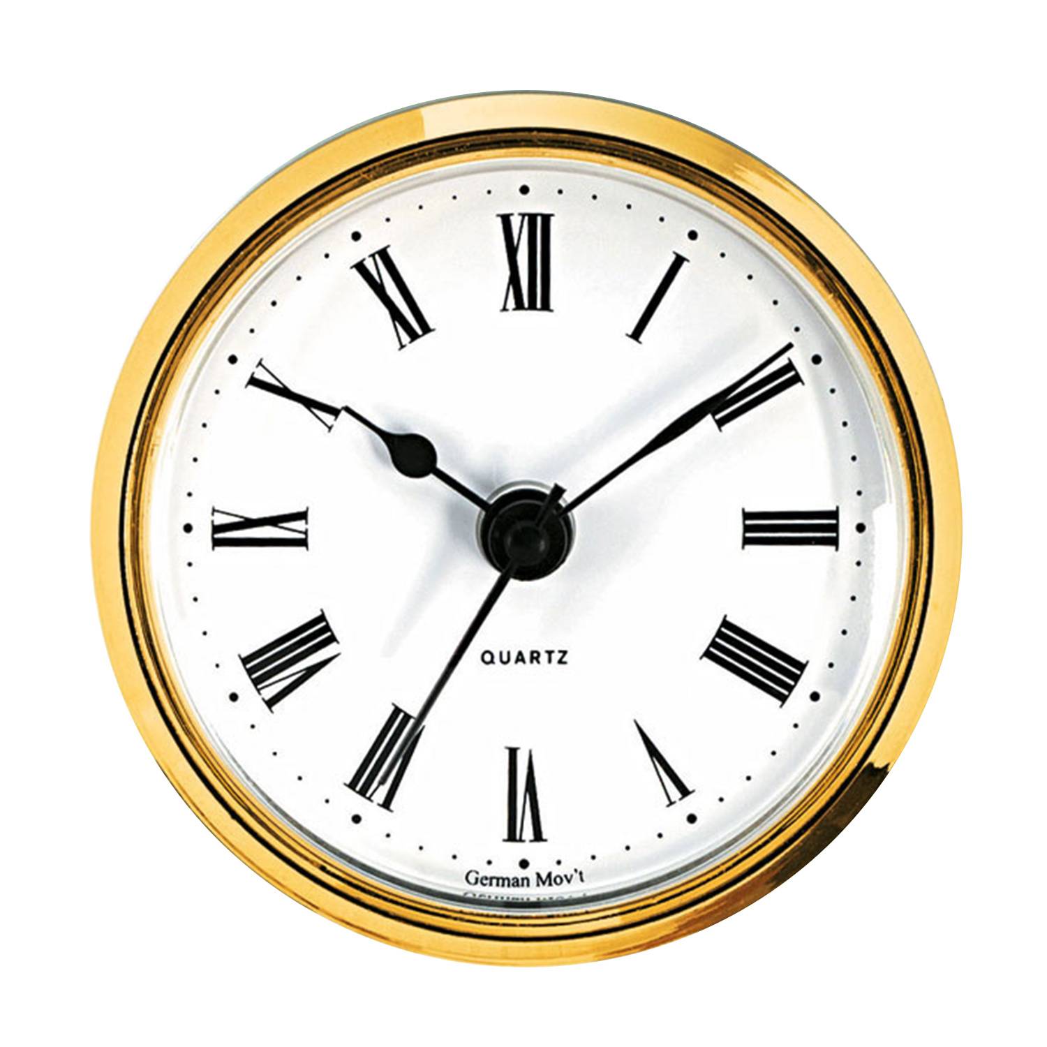 UTS Einsteckwerk, Trommel 57 mm, Lünette 86 mm, Gold, weiß-antik Zifferblatt