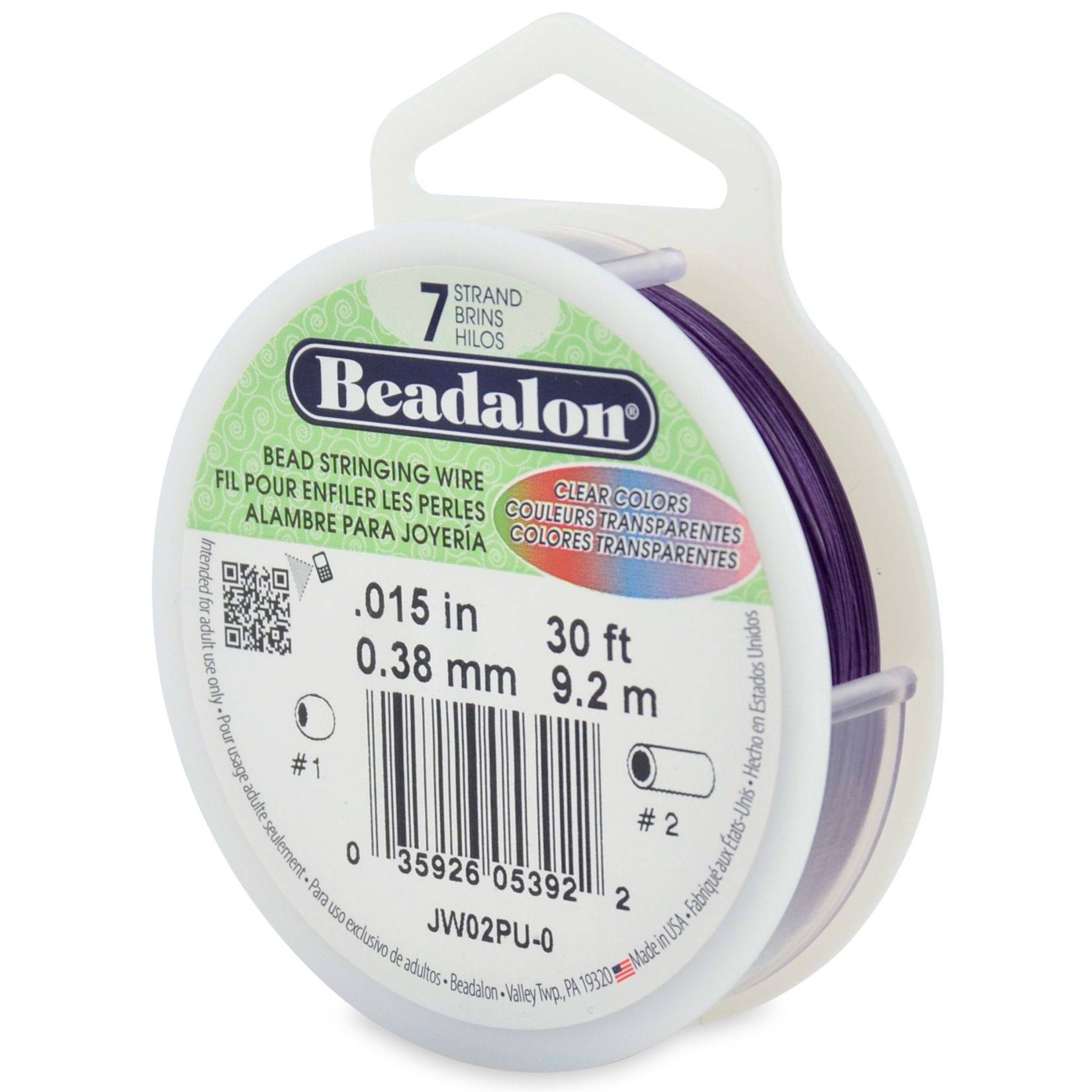 Beadalon Schmuckdraht Edelstahl-kunststoffummantelt lila Ø 0,38mm-9,2m